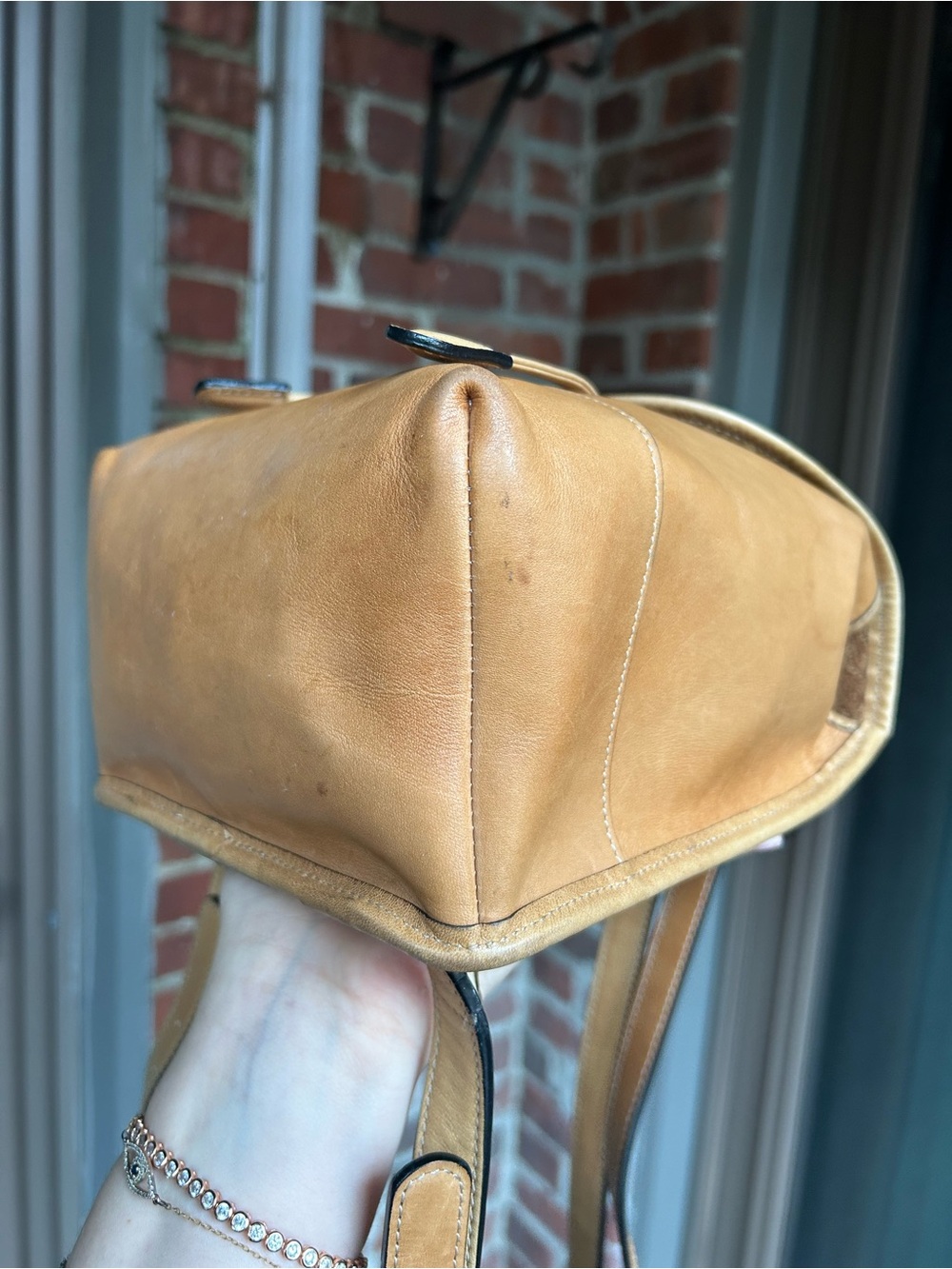 Vintage coach daypack 9960 tan burnished leather backpack yellow orange fall y2k - Picture 9 of 14